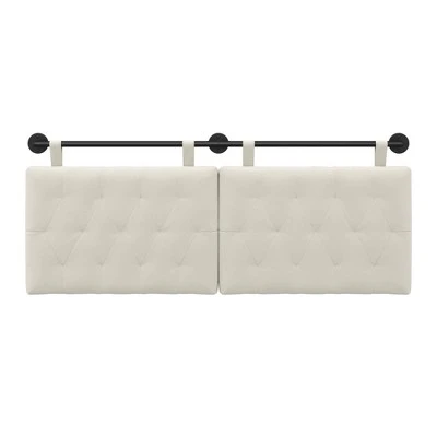 Full/Queen Remi Diamond Button Tufted Headboard Cloud White - Nathan James 2 Full/Queen Remi Diamond Button Tufted Headboard Cloud White - Nathan James - Image 2