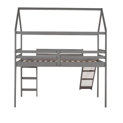 House Shape Twin Size Loft Bed With Slide, Gray - ModernLuxe 7 House Shape Twin Size Loft Bed With Slide, Gray - ModernLuxe - Image 7