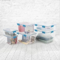 Sterilite 32 Quart Stackable Clear Plastic Storage Tote Container With Blue Gasket Latching Lid For Home And Office Organization, Clear -Home Decoration Store GUEST fd209581 f073 4b9b 8ae9 b500bebb9423