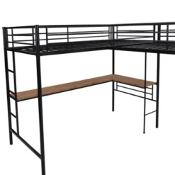 Metal Twin Size Loft Bed With Two Built-in Desks, Black - ModernLuxe -Home Decoration Store GUEST fdb53b35 fd51 4da3 82ed 7e8a408cd402