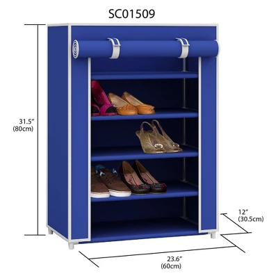 Home Basics 5 Tier Non Woven Shoe Closet, Navy 2 Home Basics 5 Tier Non Woven Shoe Closet, Navy - Image 2