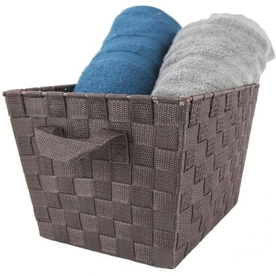 Home Basics Polyester Woven Strap Open Bin, Brown 1 Home Basics Polyester Woven Strap Open Bin, Brown